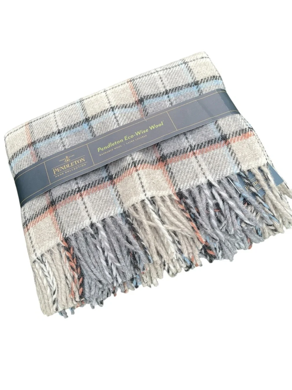 NWT - Pendleton Eco Wise Wool Throw with Fringe - Pearl